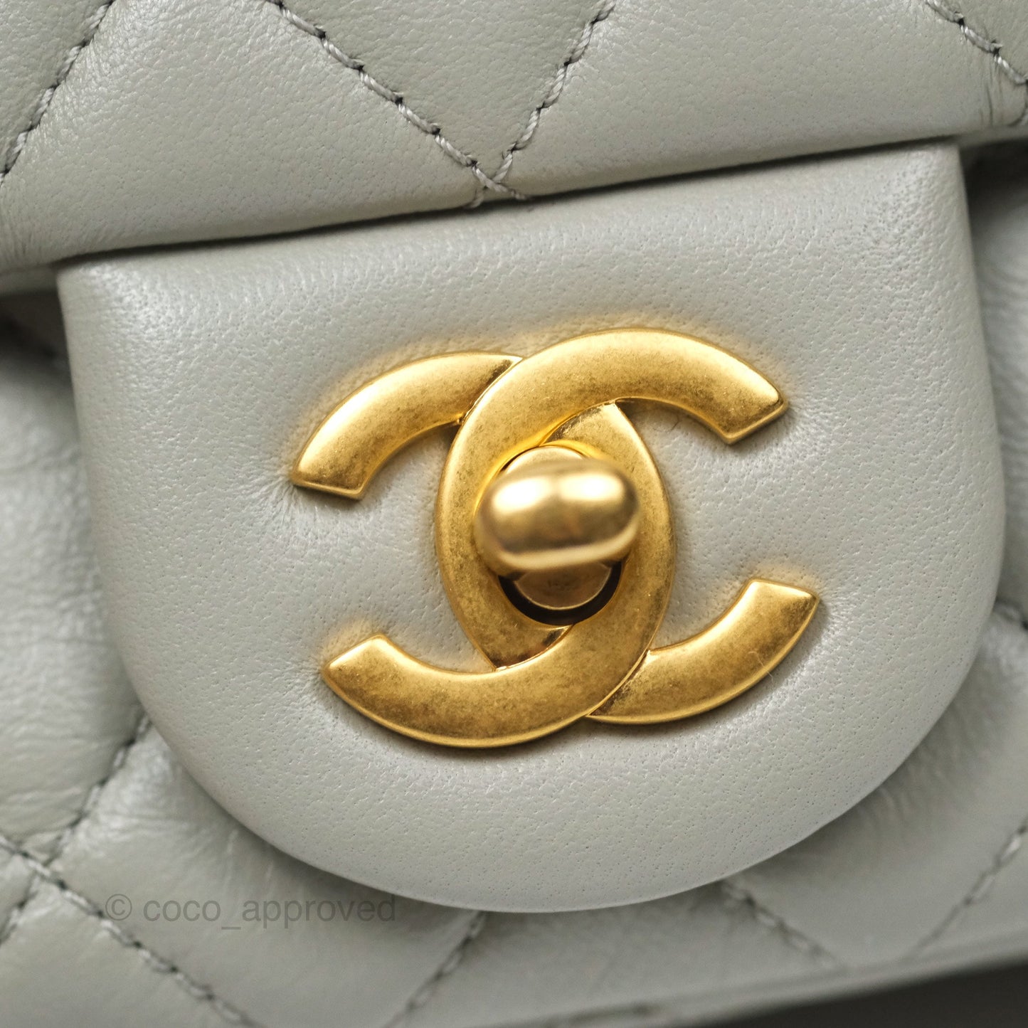 Chanel Mini Rectangular Pearl Crush Grey Lambskin Aged Gold Hardware