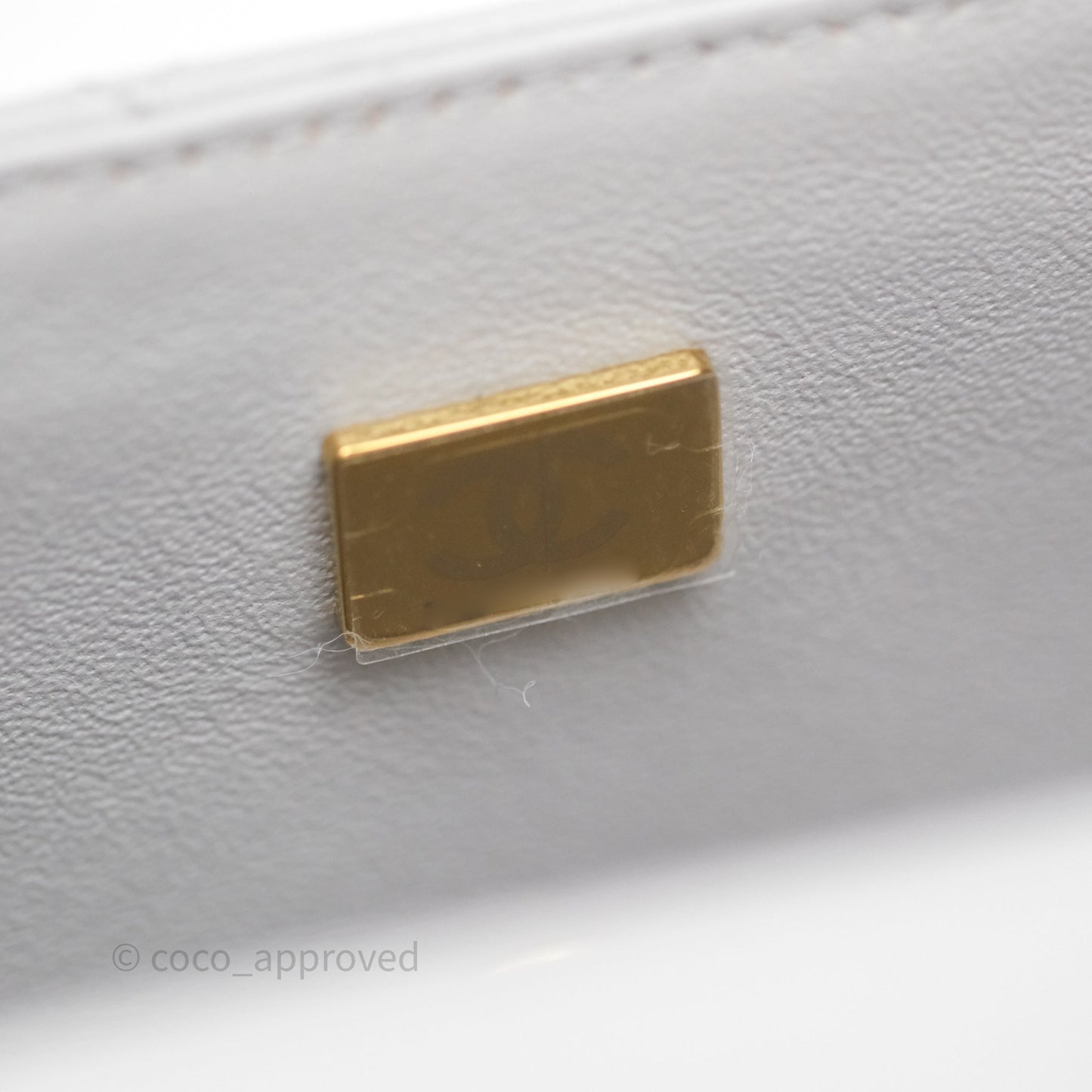Chanel Top Handle Mini Rectangular Flap Bag Grey Lambskin Aged Gold Hardware