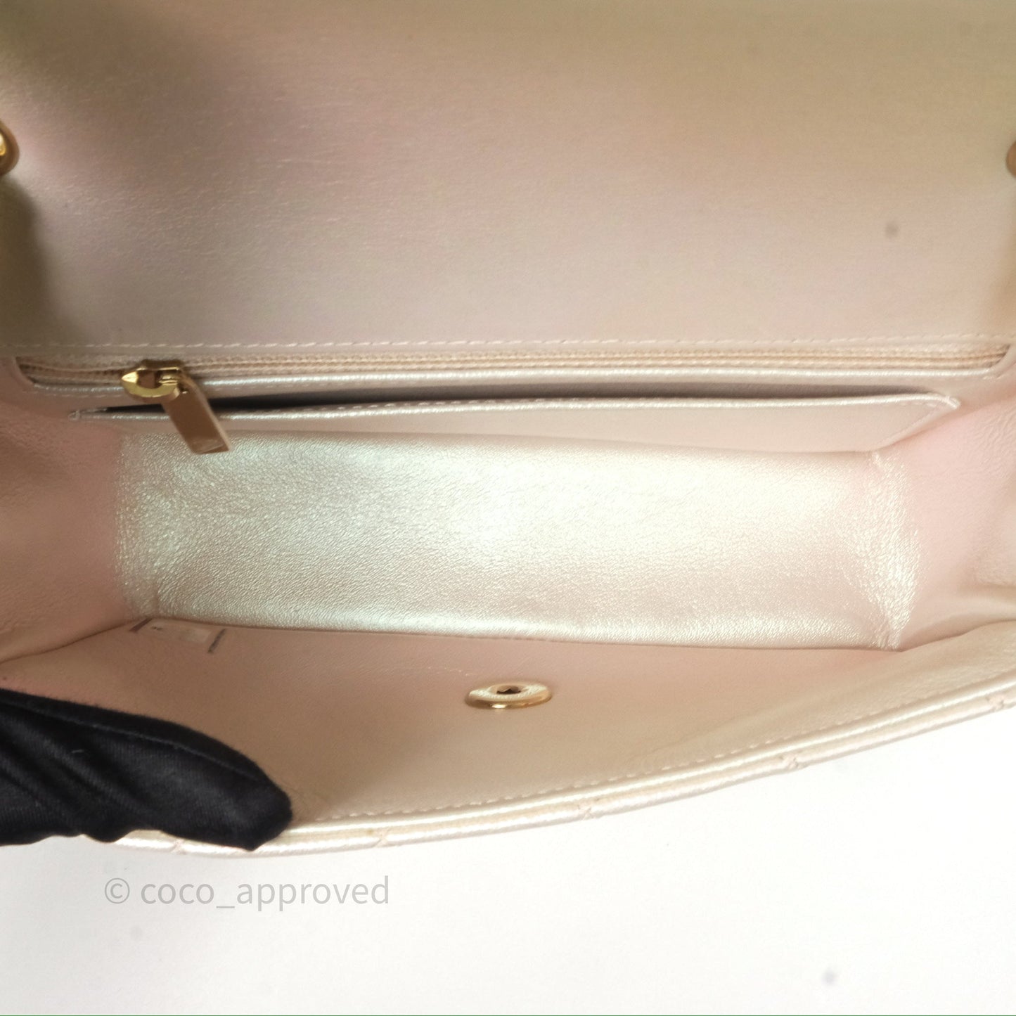 Chanel Mini Rectangular Quilted Iridescent Ivory Lambskin Gold Hardware 20B