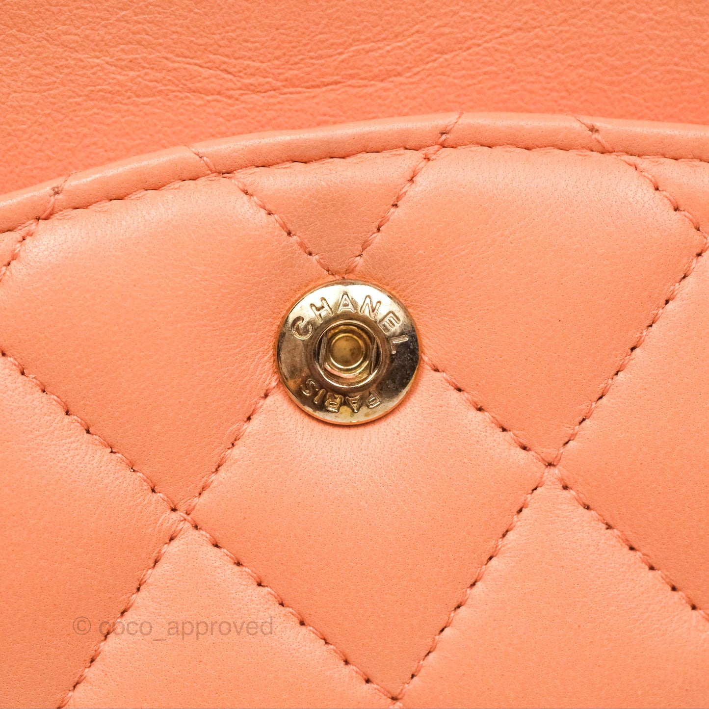Chanel Classic M/L Medium Flap Quilted Peach Lambskin Gold Hardware