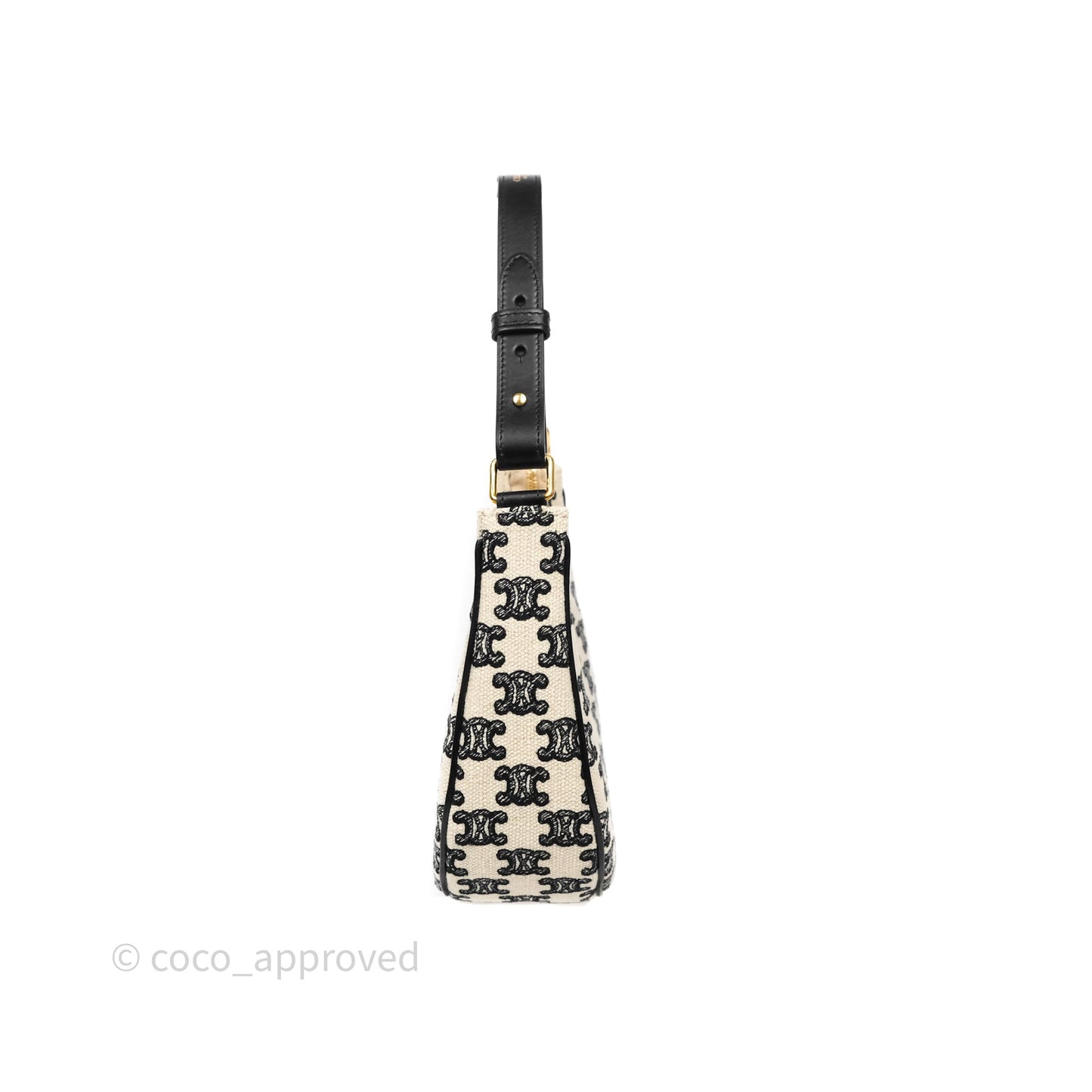 Celine Medium Ava Bag Triomphe Embroidered Black Natural
