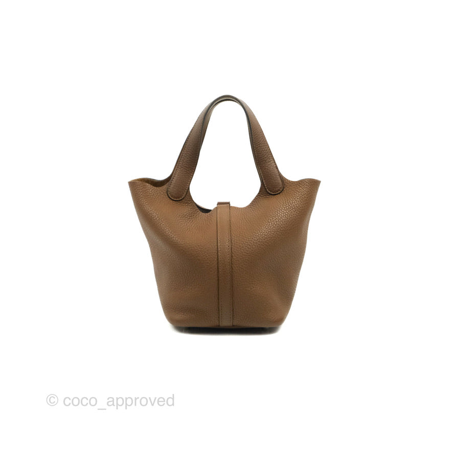 Hermès Picotin Lock 18 PM Eclat Alezan 3G/Biscuit 48 Clemence Silver Hardware