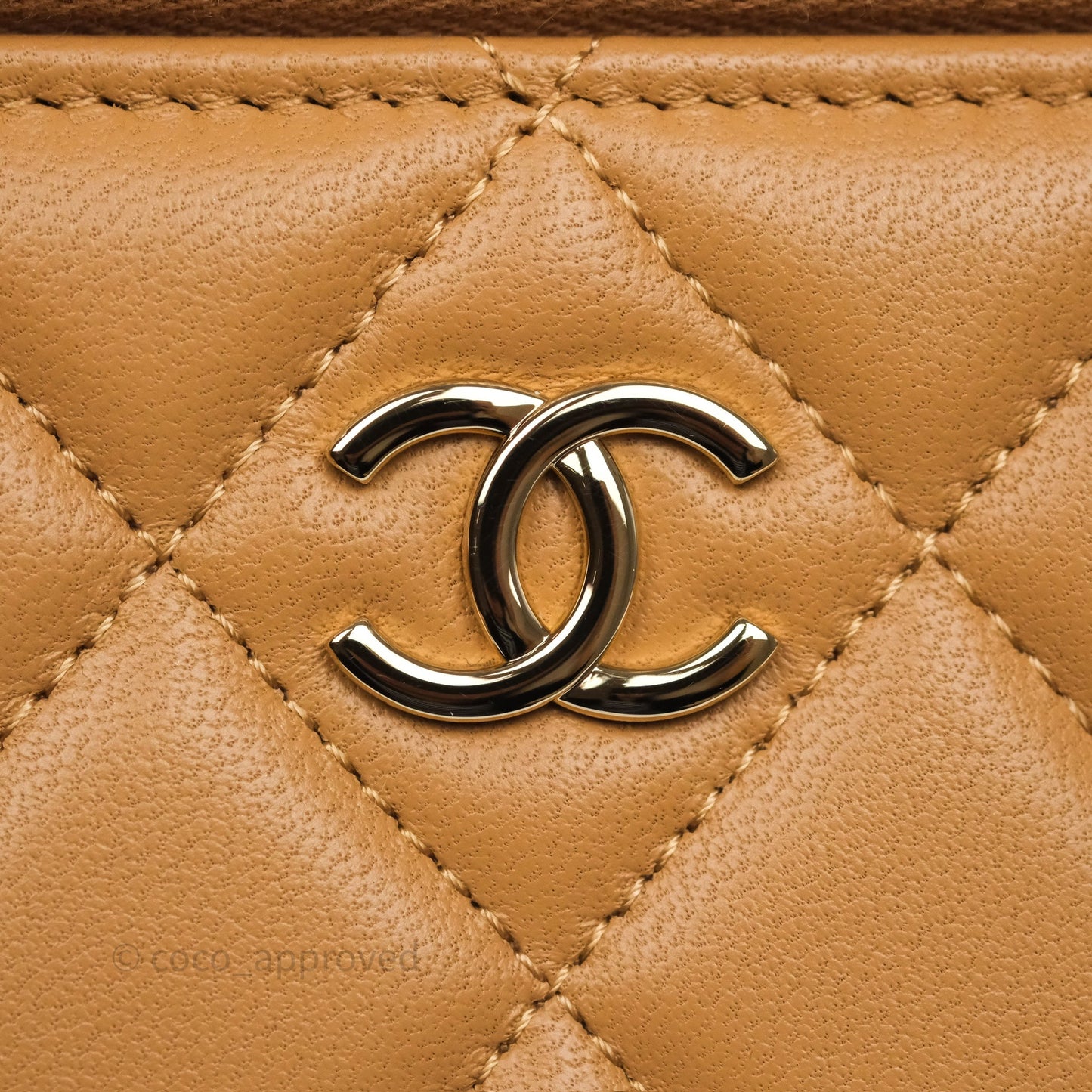 Chanel Top Handle Vanity with Chain Caramel Beige Lambskin Gold Hardware