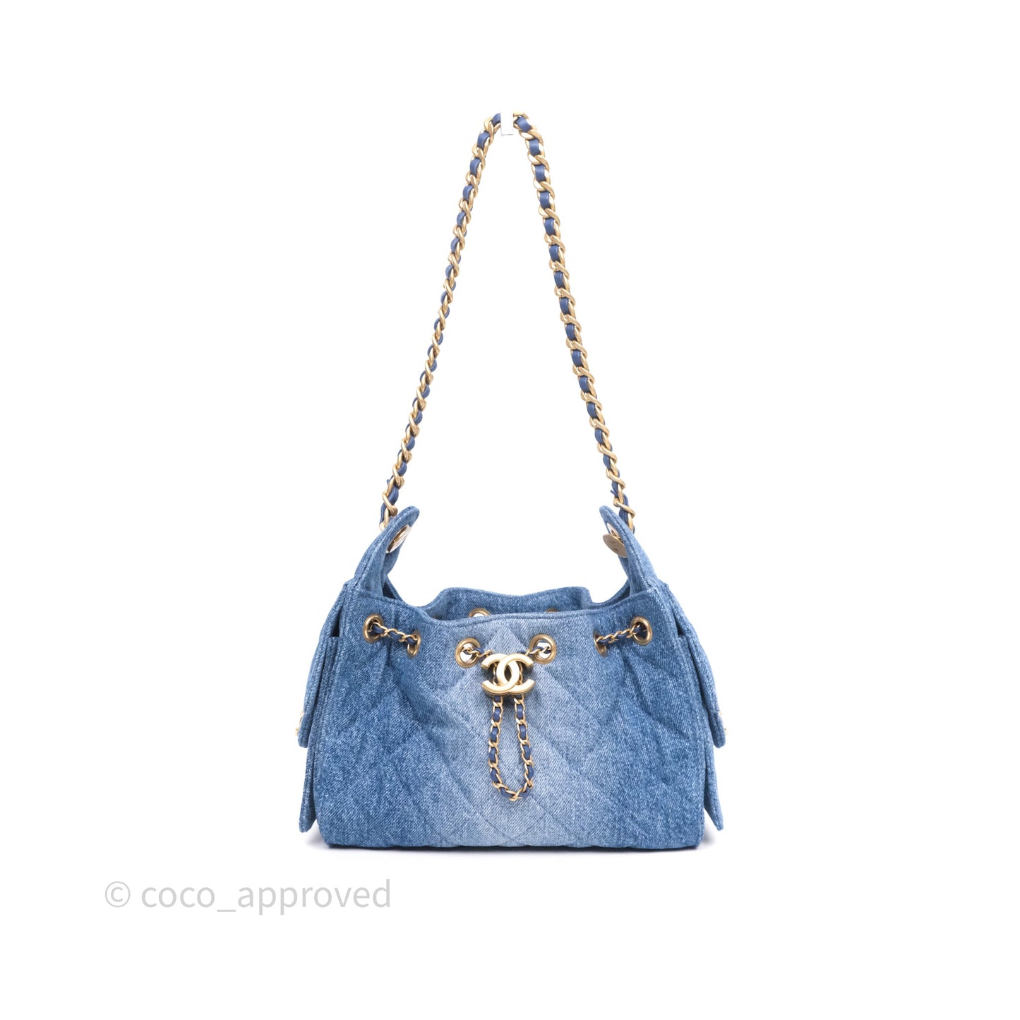 Chanel 25 Mini Washed Denim Aged Gold Hardware