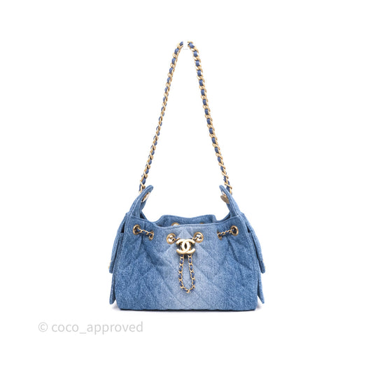 Chanel 25 Mini Washed Denim Aged Gold Hardware