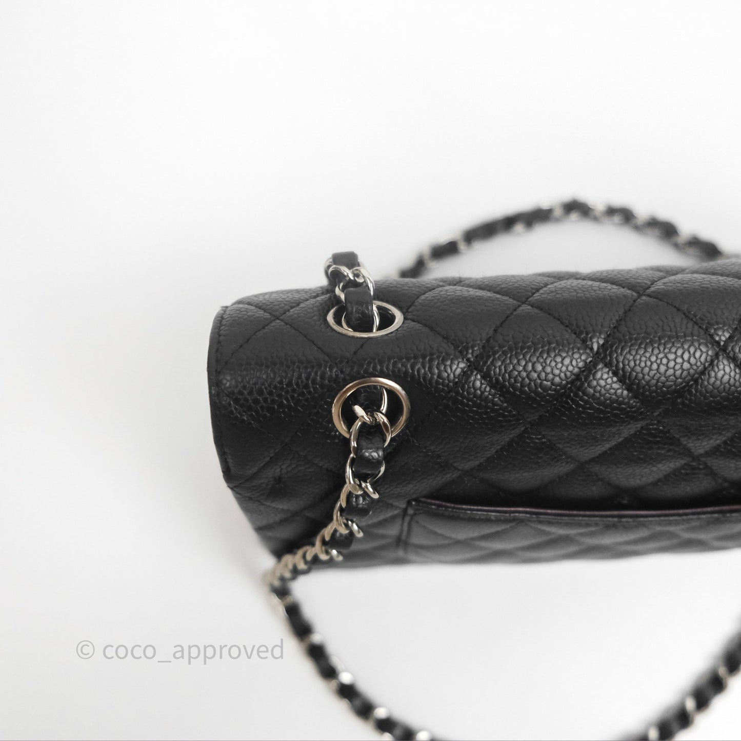 Chanel Classic M/L Medium Flap Quilted Black Caviar Silver Hardware