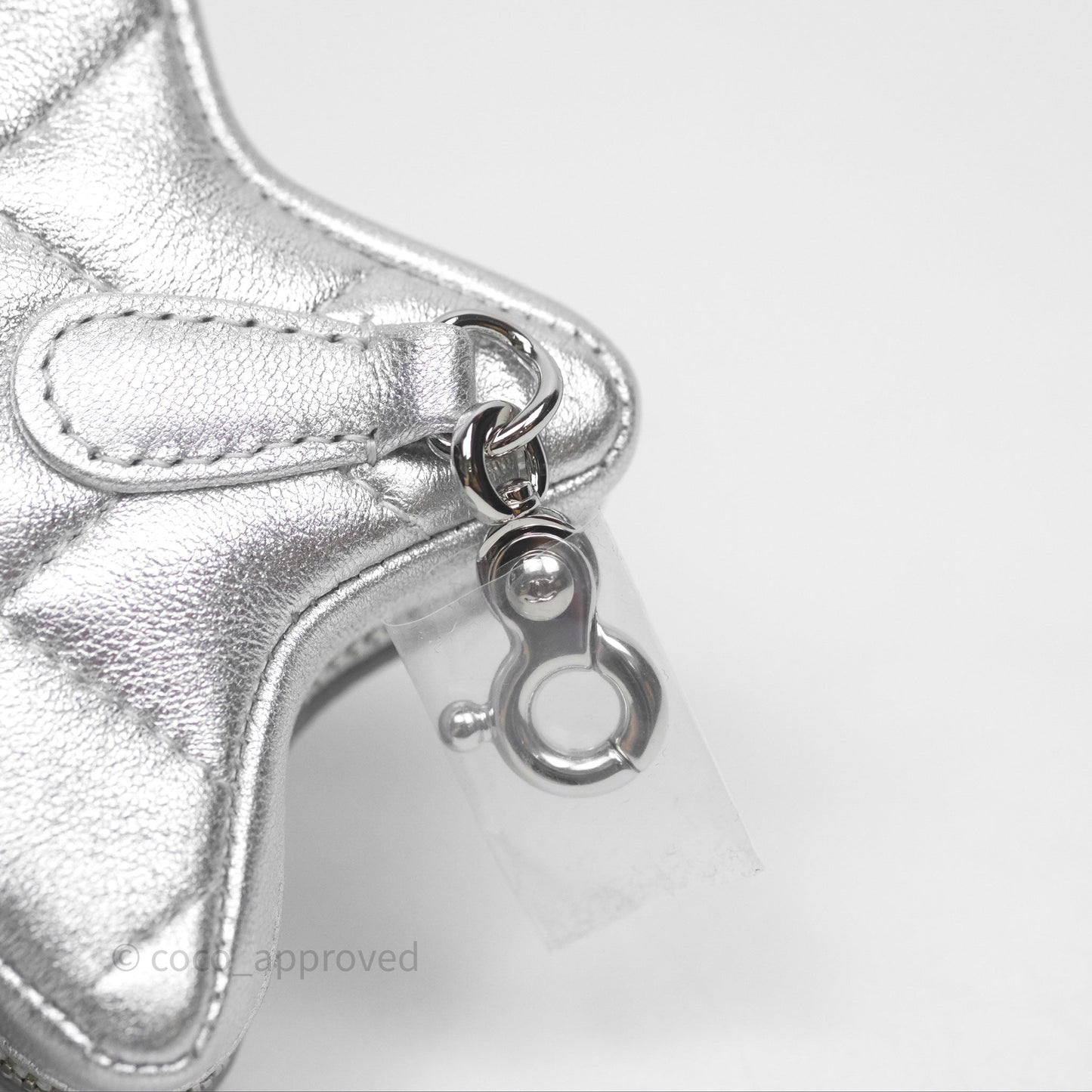 Chanel Star Coin Purse Metallic Silver Lambskin Silver Hardware