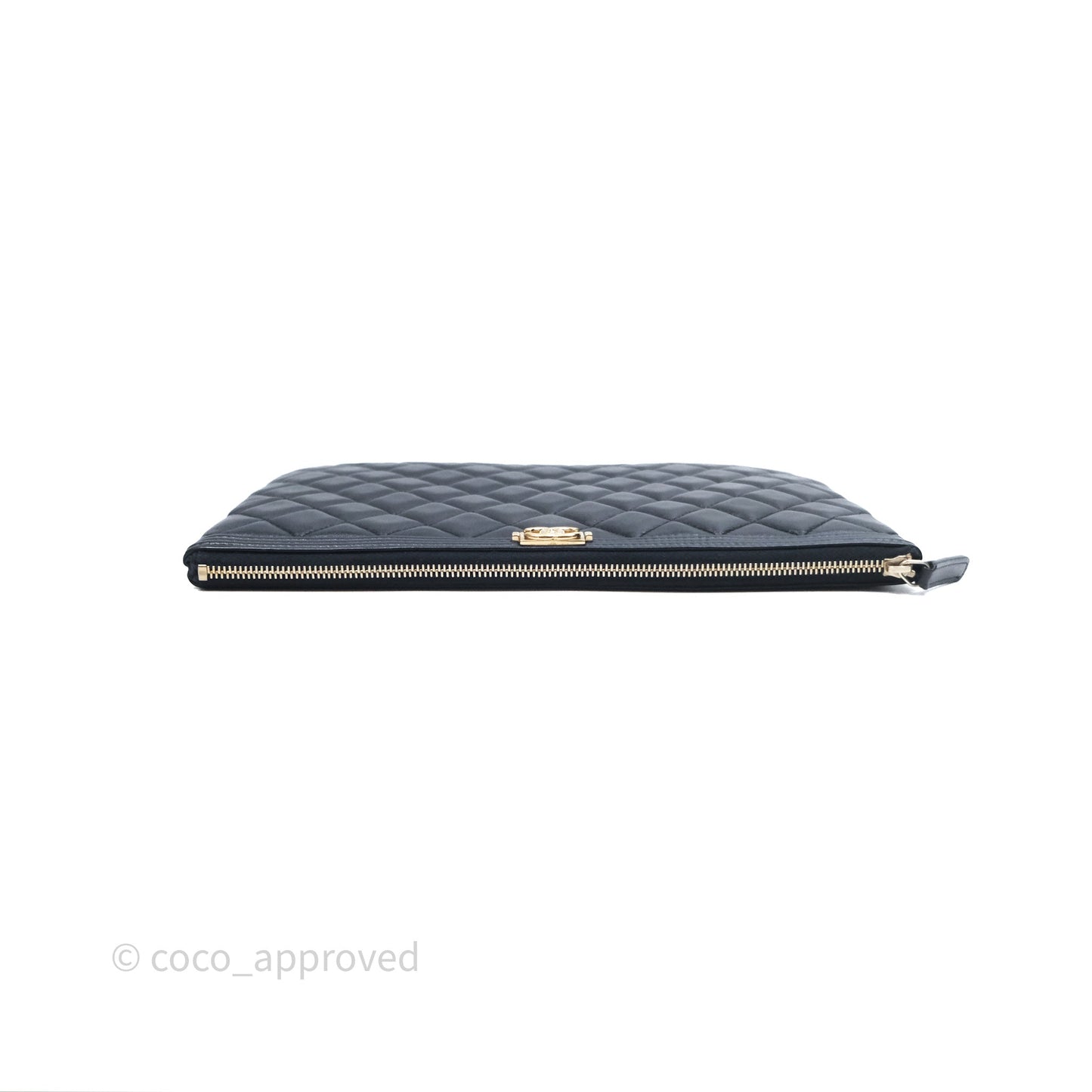Chanel Medium O Case Boy Navy Lambskin Gold Hardware