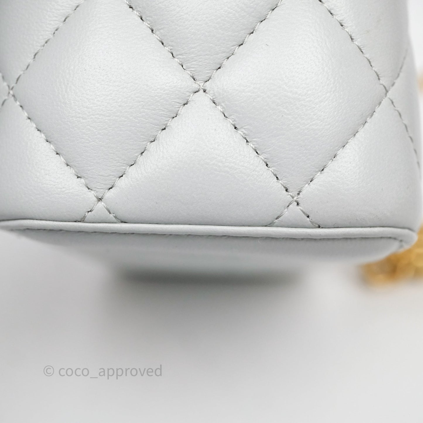 Chanel Quilted Vanity Rectangular with Camellia Adjustable Chain Blue Grey Lambskin Aged Gold Hardware