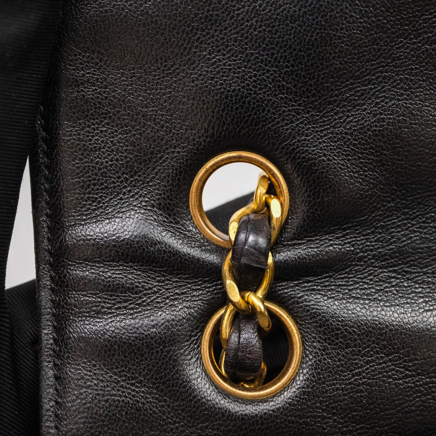 Chanel Quilted Vintage Flap Bag Lambskin Black 24K Gold Hardware