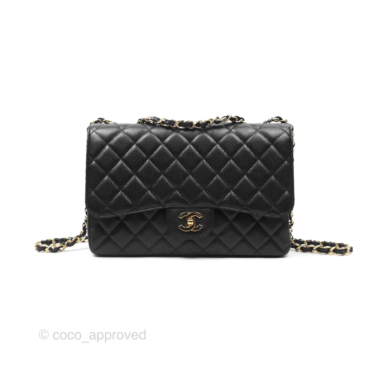 Chanel Jumbo Single Flap Black Caviar Gold Hardware