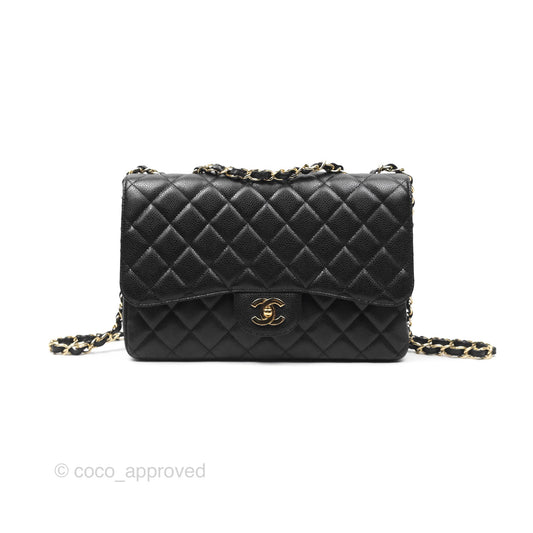 Chanel Jumbo Single Flap Black Caviar Gold Hardware