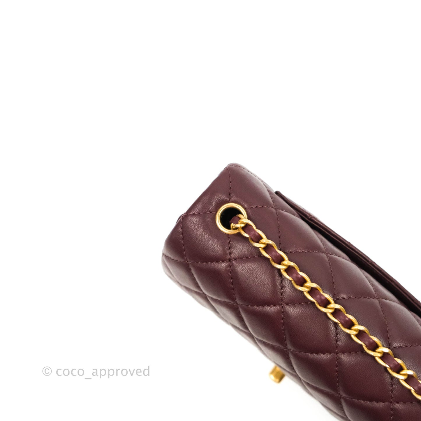Chanel Mini Rectangular Pearl Crush Quilted Maroon Red Lambskin Gold Hardware