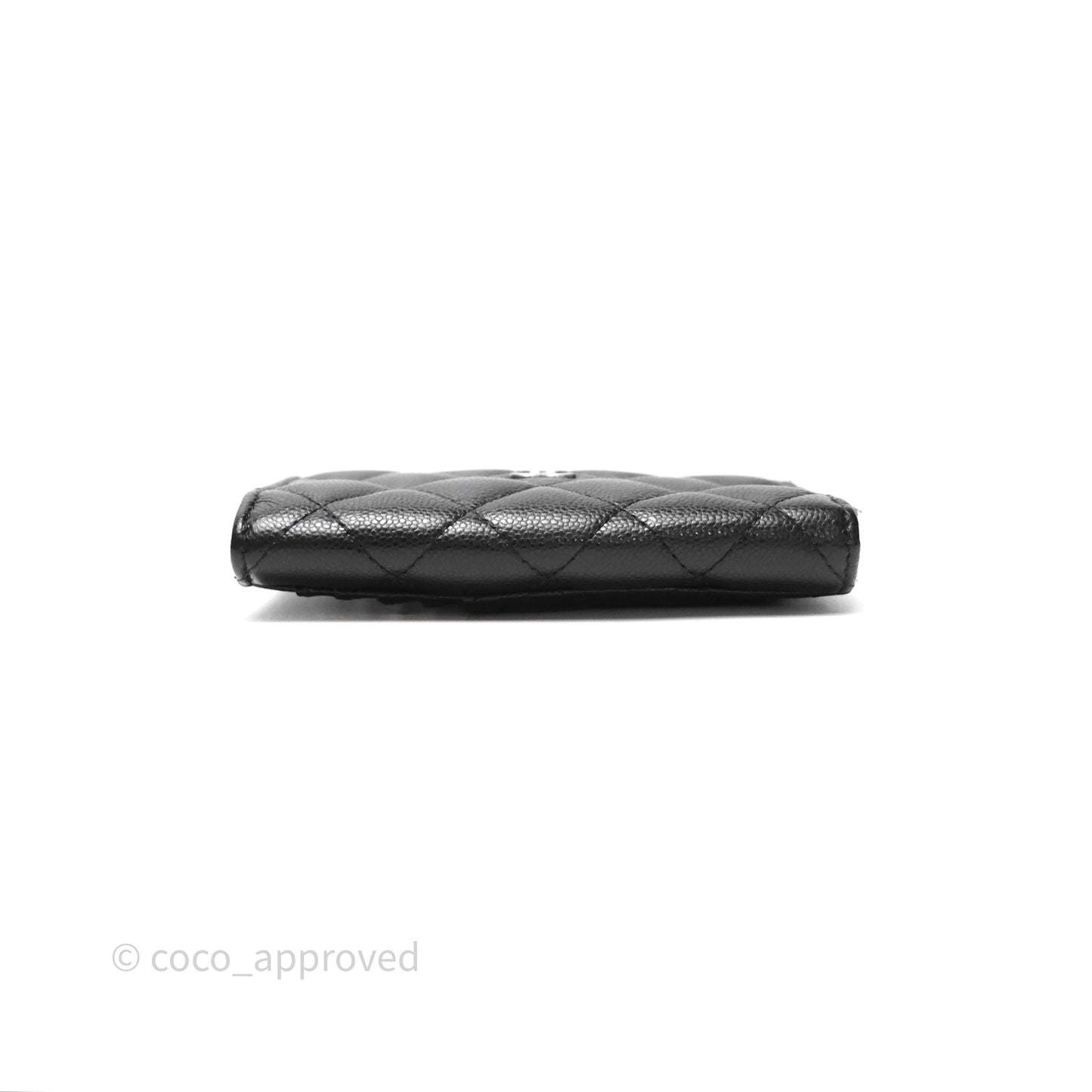 Chanel Quilted Zip Card Holder Black Caviar Silver Hardware