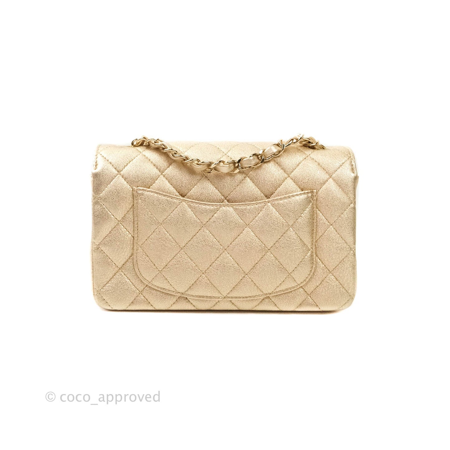Chanel Quilted Mini Rectangular Iridescent Gold Lambskin Gold Hardware