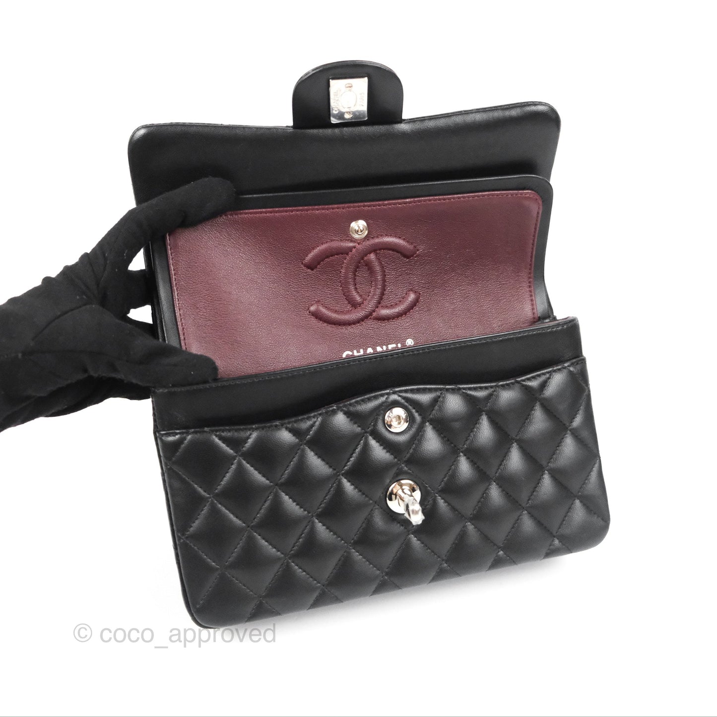 Chanel Small Classic Quilted Flap Black Lambskin Silver Hardware