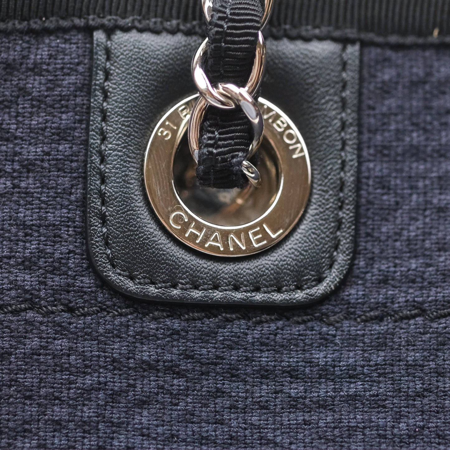 Chanel Medium Deauville Navy Canvas Silver Hardware