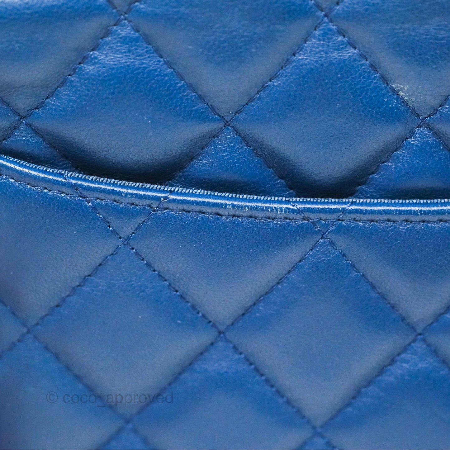 Chanel Medium Quilted O Case Blue Lambskin Gold Hardware