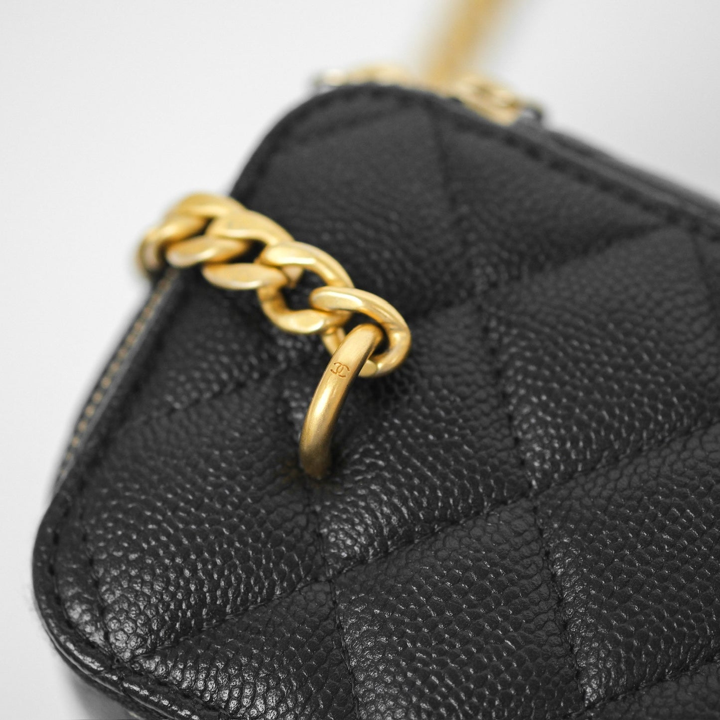 Chanel Vanity with Heart Adjustable Chain Black Caviar Aged Gold Hardware