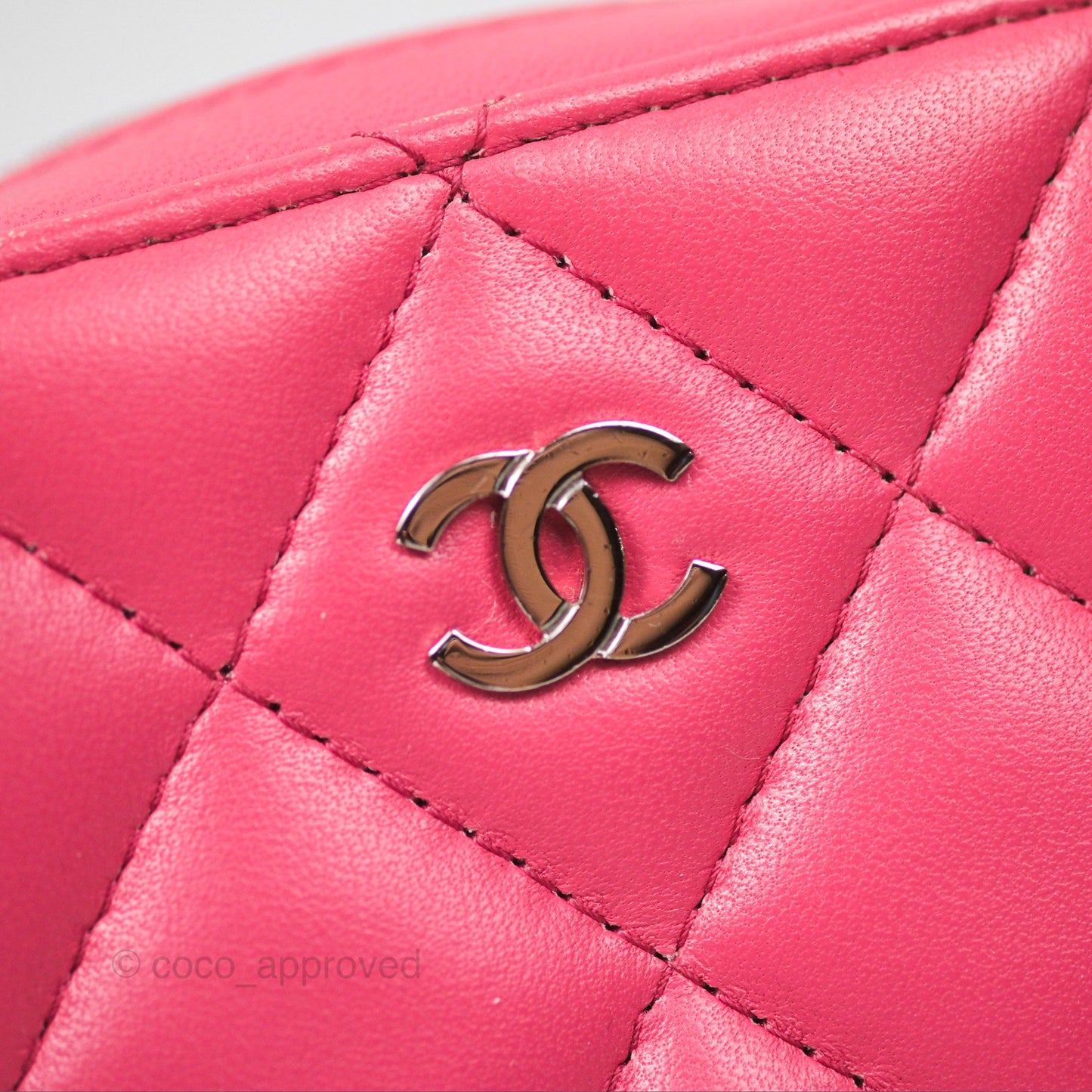 Chanel Quilted Phone Holder Pink Lambskin Silver Hardware