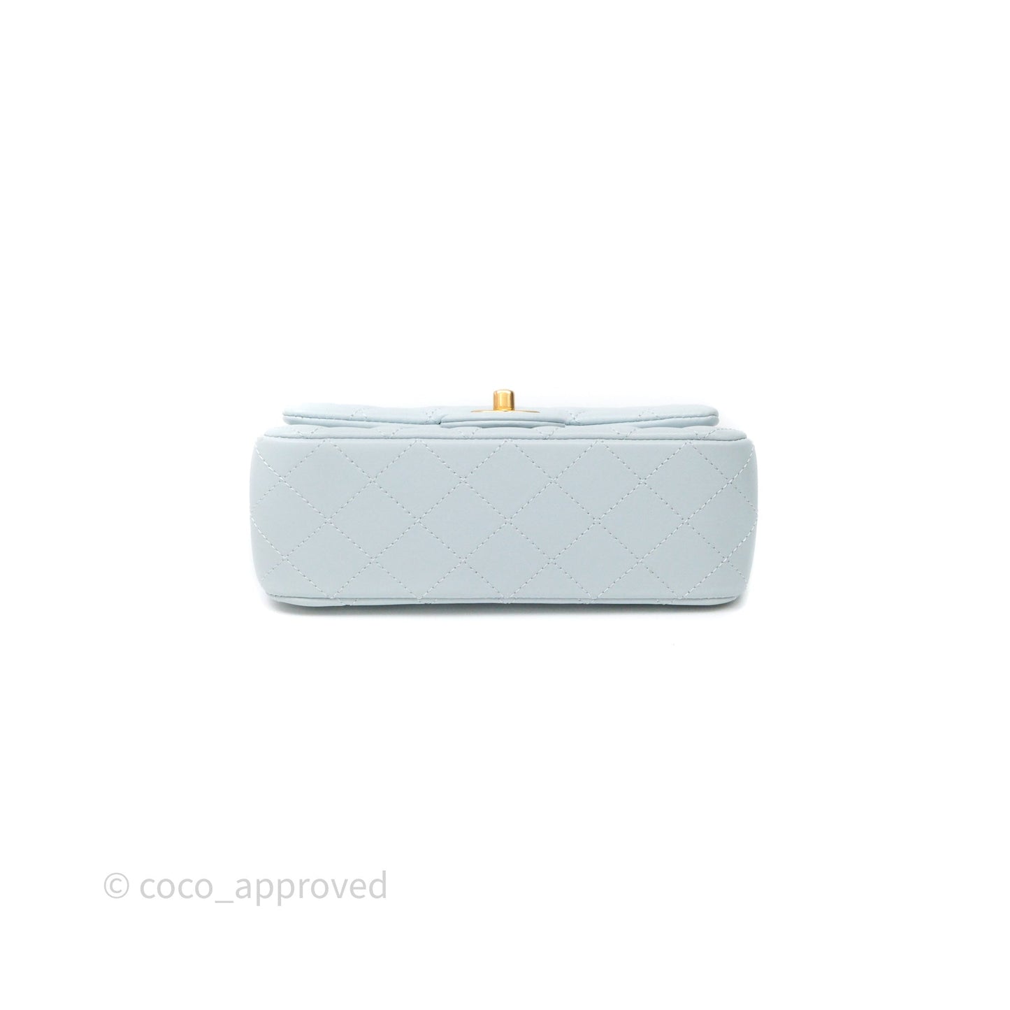 Chanel Pearl Crush Mini Rectangular Light Blue Lambskin Aged Gold Hardware