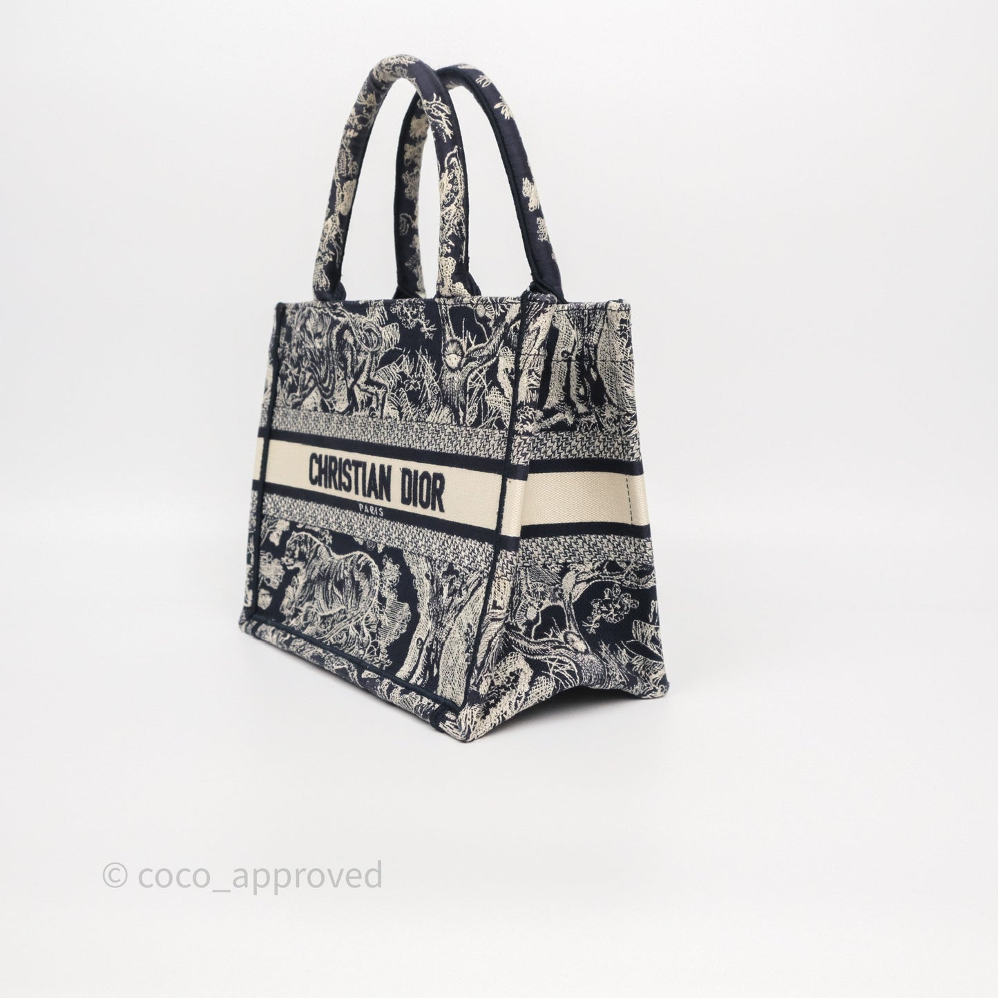 Dior New Small Book Tote Embroidered Toile De Jouy Navy