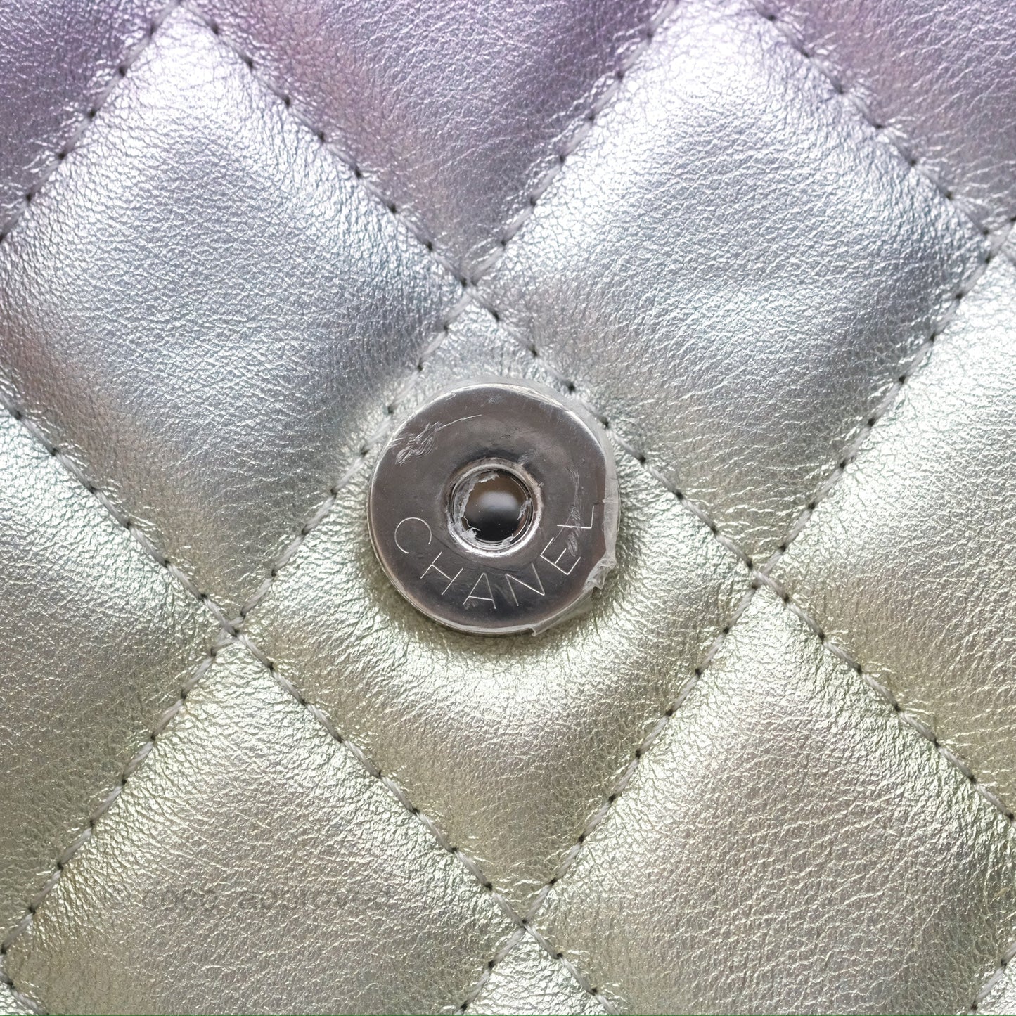 Chanel Classic Quilted Phone Holder Iridescent Rainbow Calfskin