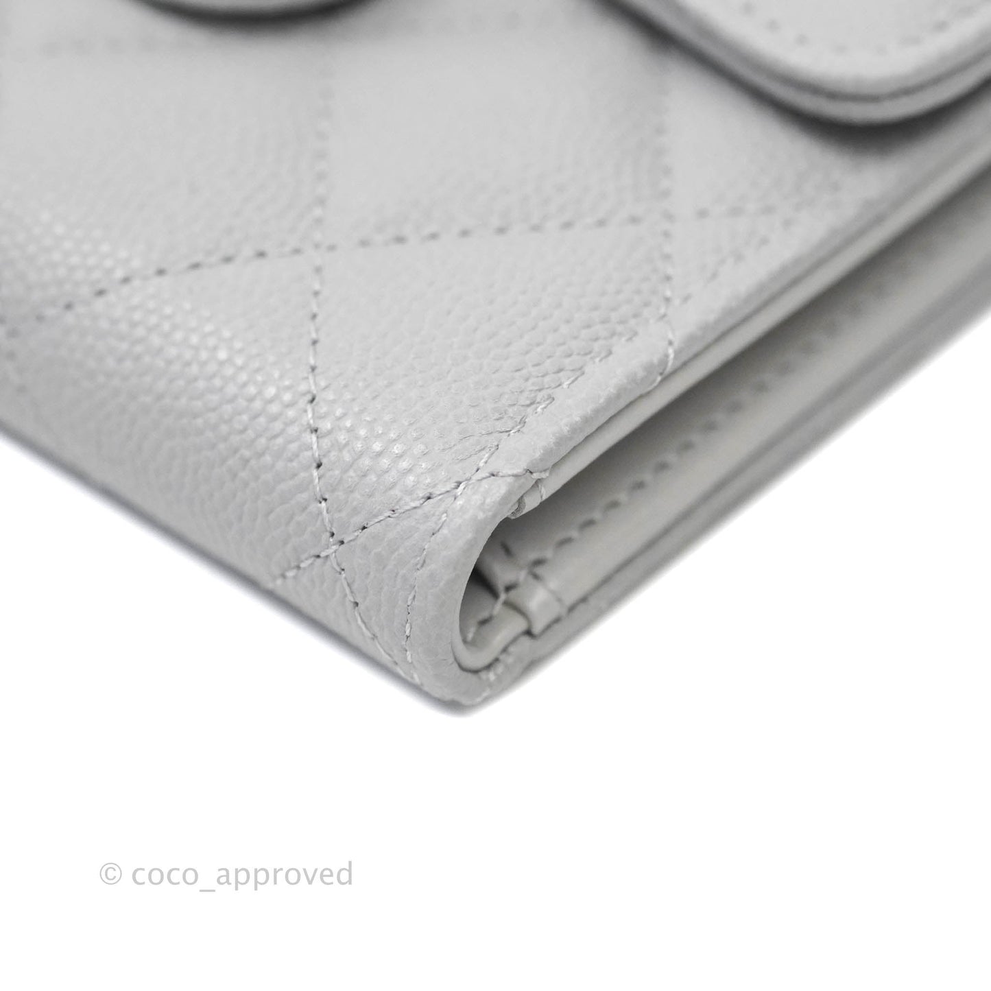 Chanel Quilted Classic Compact Wallet Grey Caviar Gold Hardware 21A