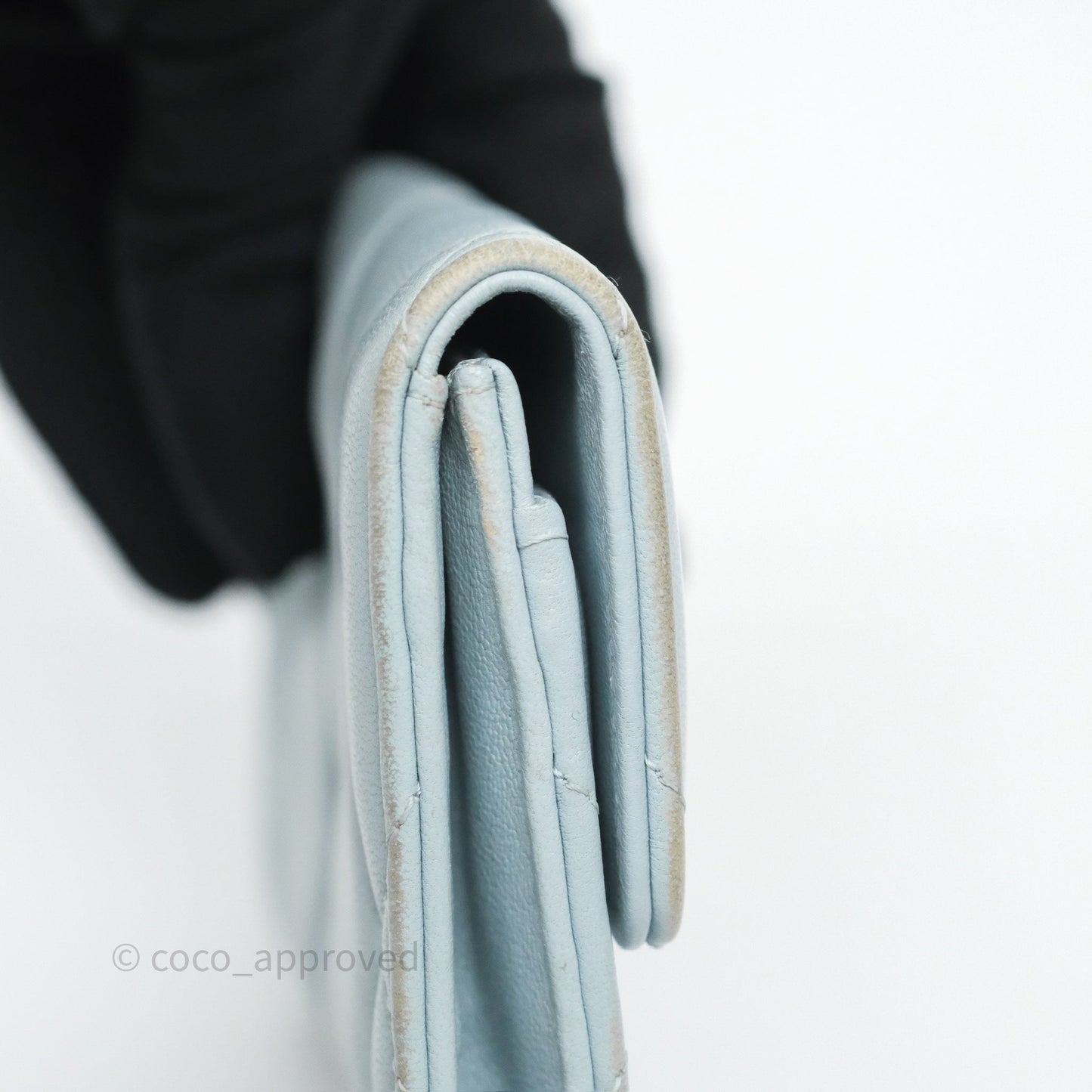 Chanel 19 Flap Card Holder Light Blue Lambskin