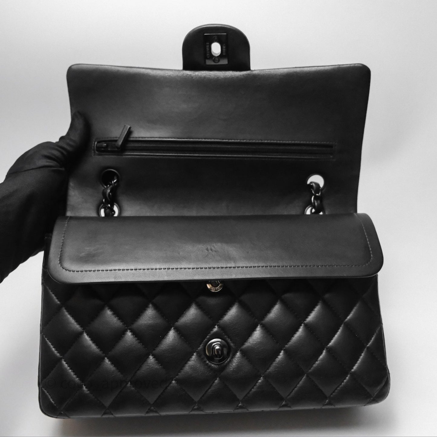 Chanel Classic Quilted M/L Medium Double Flap So Black Lambskin