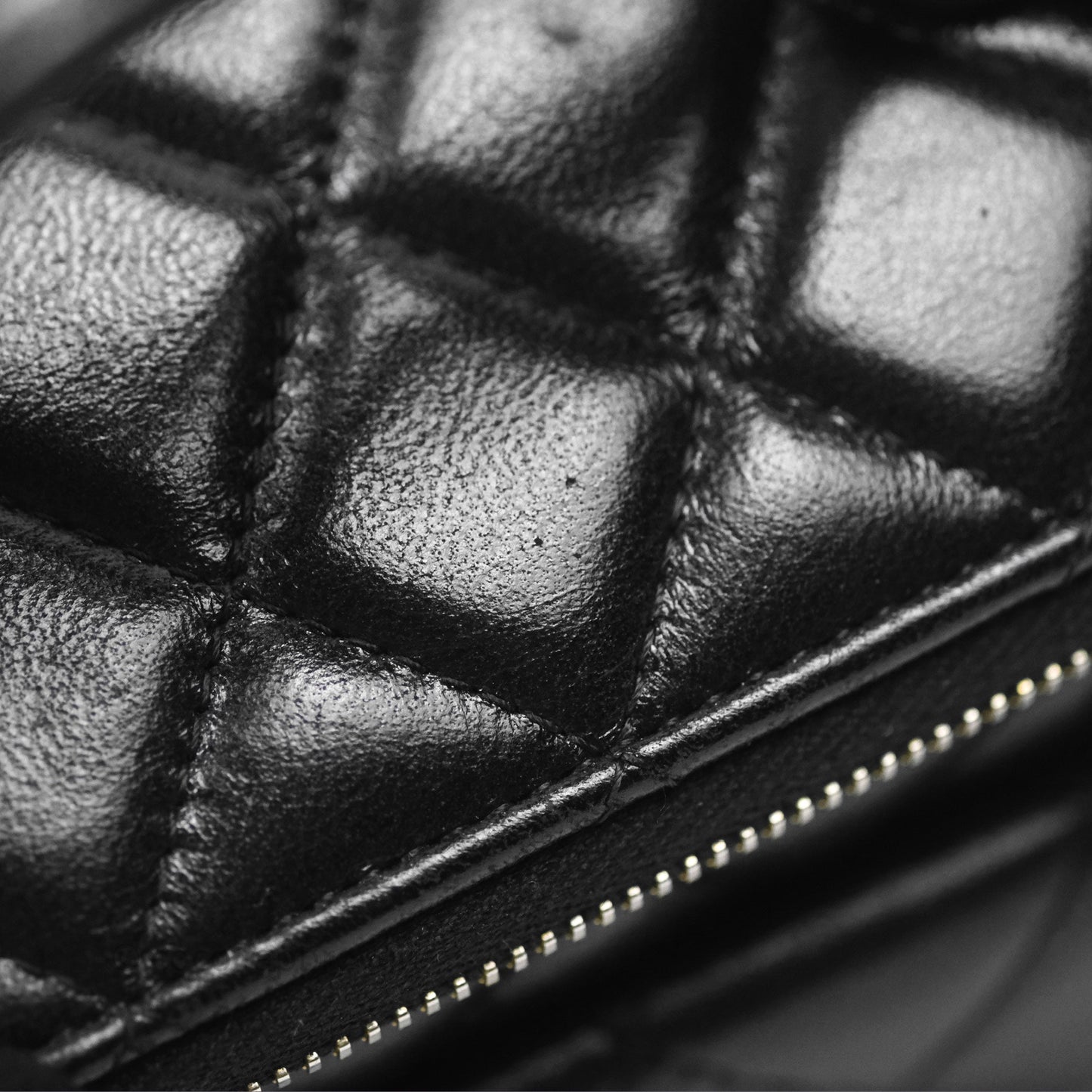 Chanel Cargo Pocket Top Handle Vanity with Chain Black Shiny Lambskin Gold Hardware 22K
