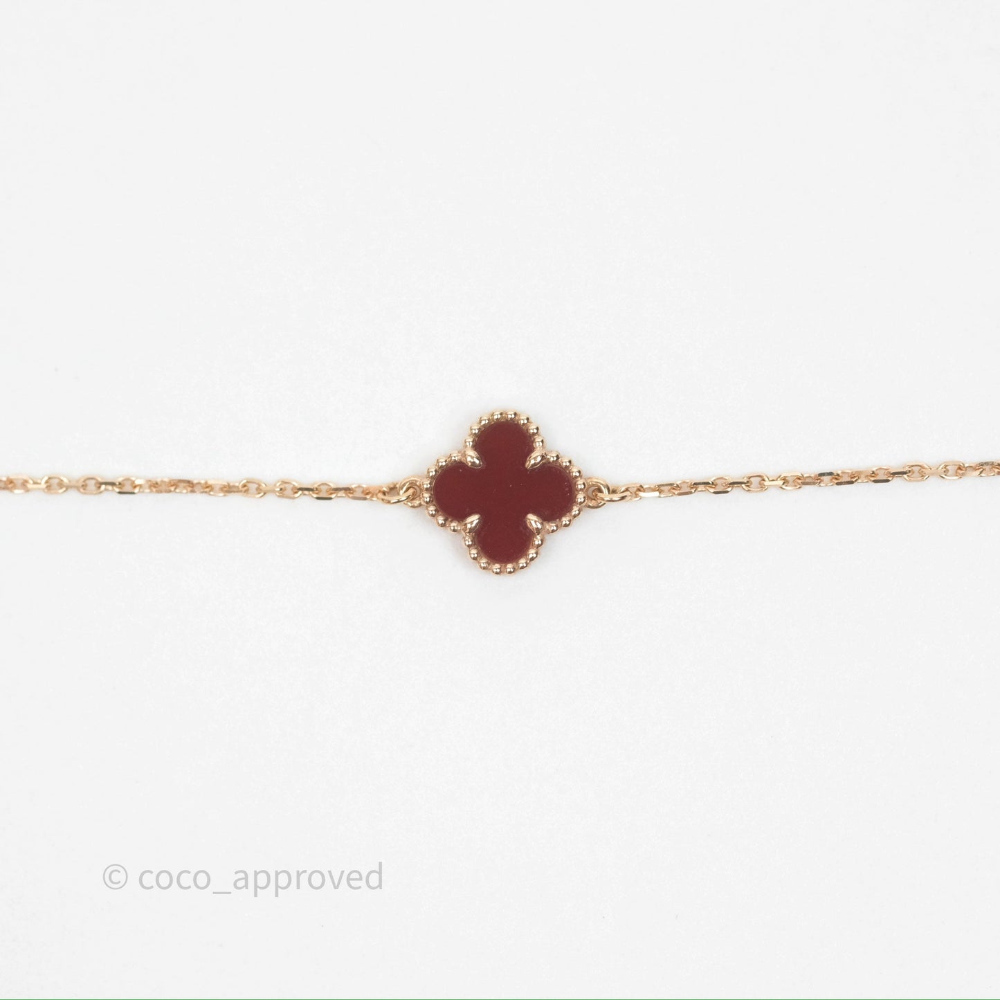 Van Cleef & Arpels Sweet Alhambra Bracelet Rose Gold Red Carnelian