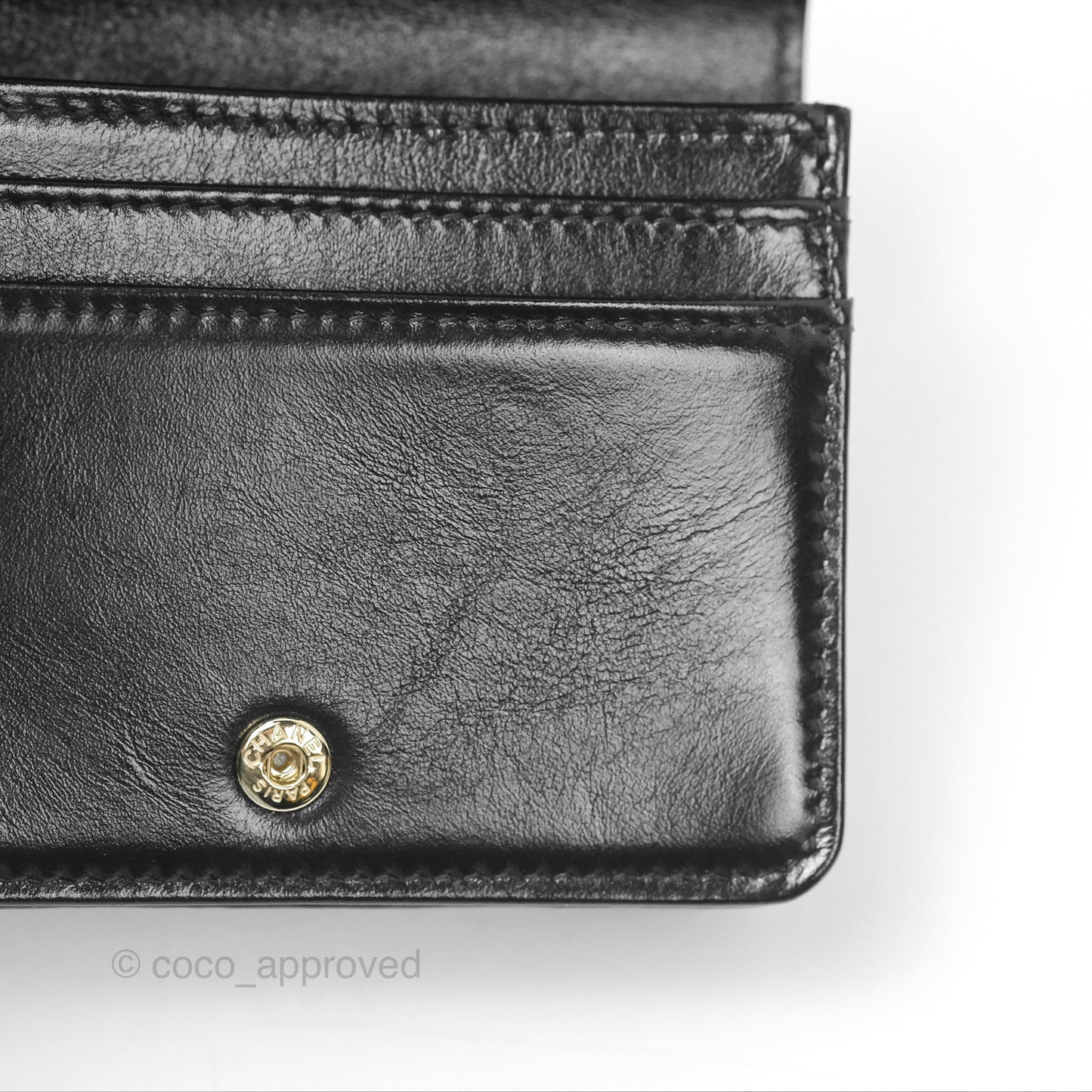 Chanel 31 Card Holder Shiny Black Calfskin Gold Hardware 24C