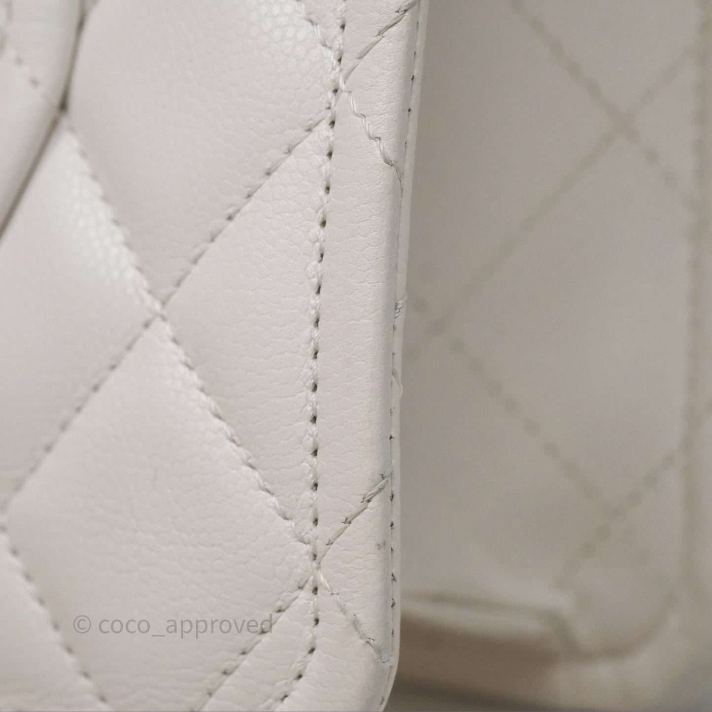 Chanel Large Quilted Sweet Classic Flap White Caviar Aged Gold Hardware