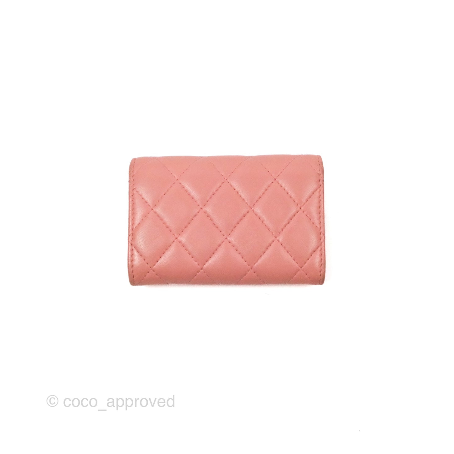 Chanel Quilted Flap Card Holder Pink Lambskin Gold Hardware