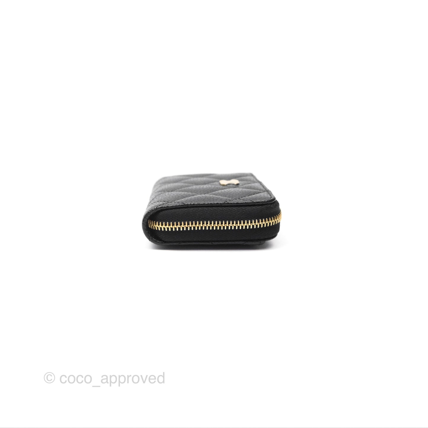Chanel Quilted Zip Card Holder Black Caviar Gold Hardware