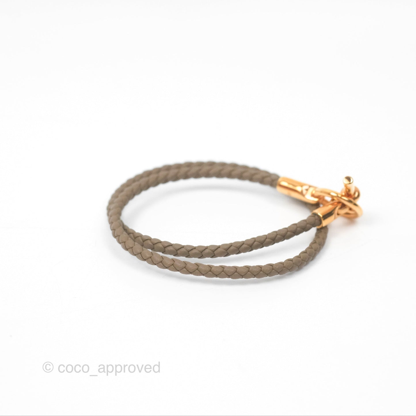 Hermès Glenan Double Tour Bracelet Étoupe Rose Gold Hardware