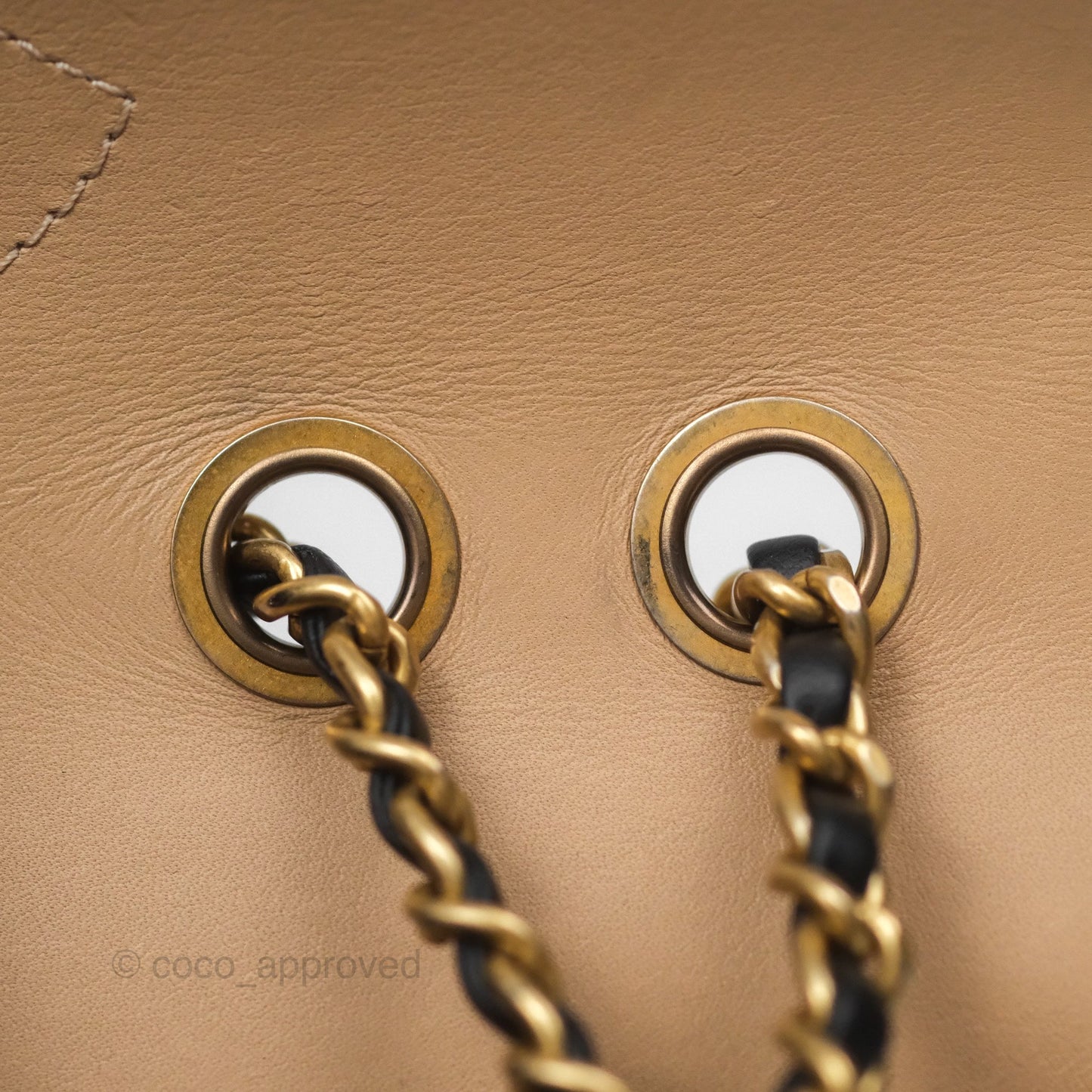 Chanel Small CC Filigree Flap Quilted Beige Black Caviar