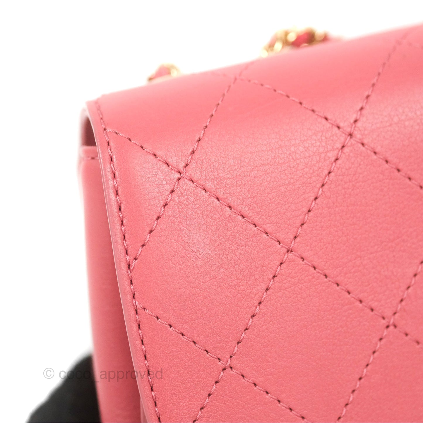 Chanel Small Flat Quilt Round Flap Bag Pink Calfskin Gold Hardware