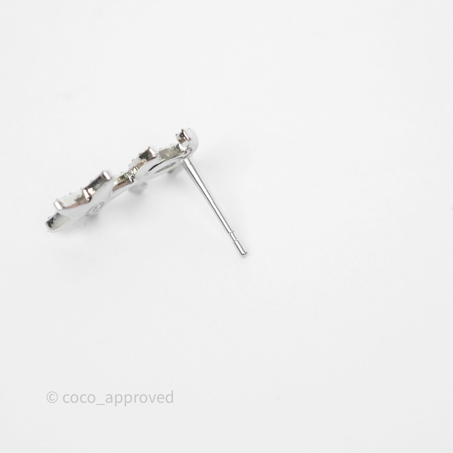 Chanel Crystal CC Star Earrings Silver Tone 20P