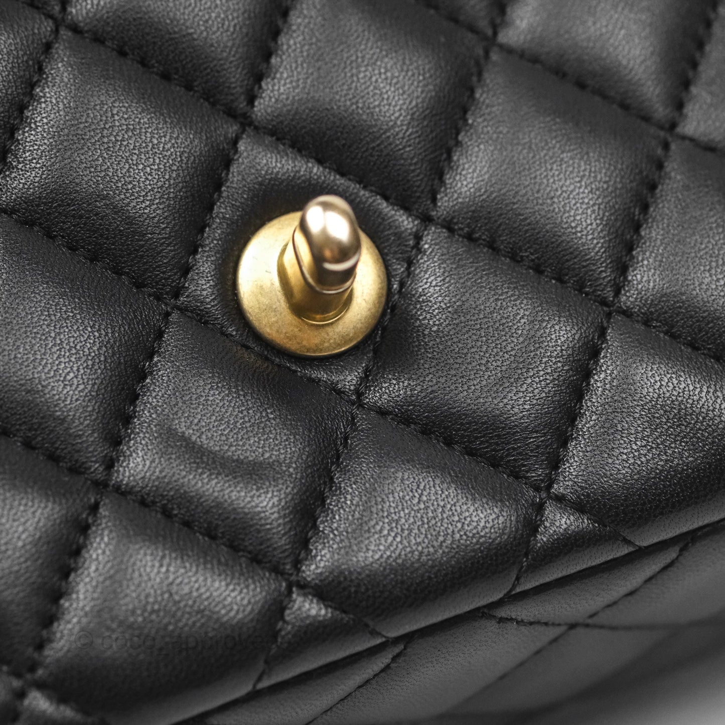 Chanel Flap Bag with Logo Enamel Chain Black Lambskin 22B