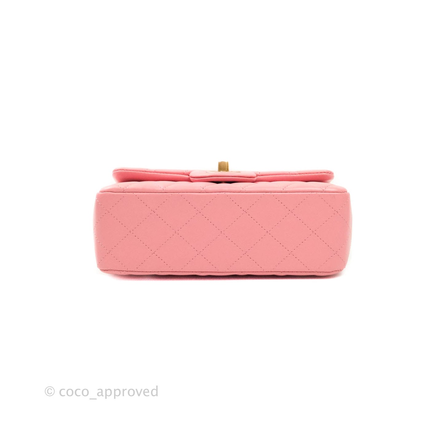 Chanel Quilted Mini Rectangular Pink Lambskin Aged Gold Hardware