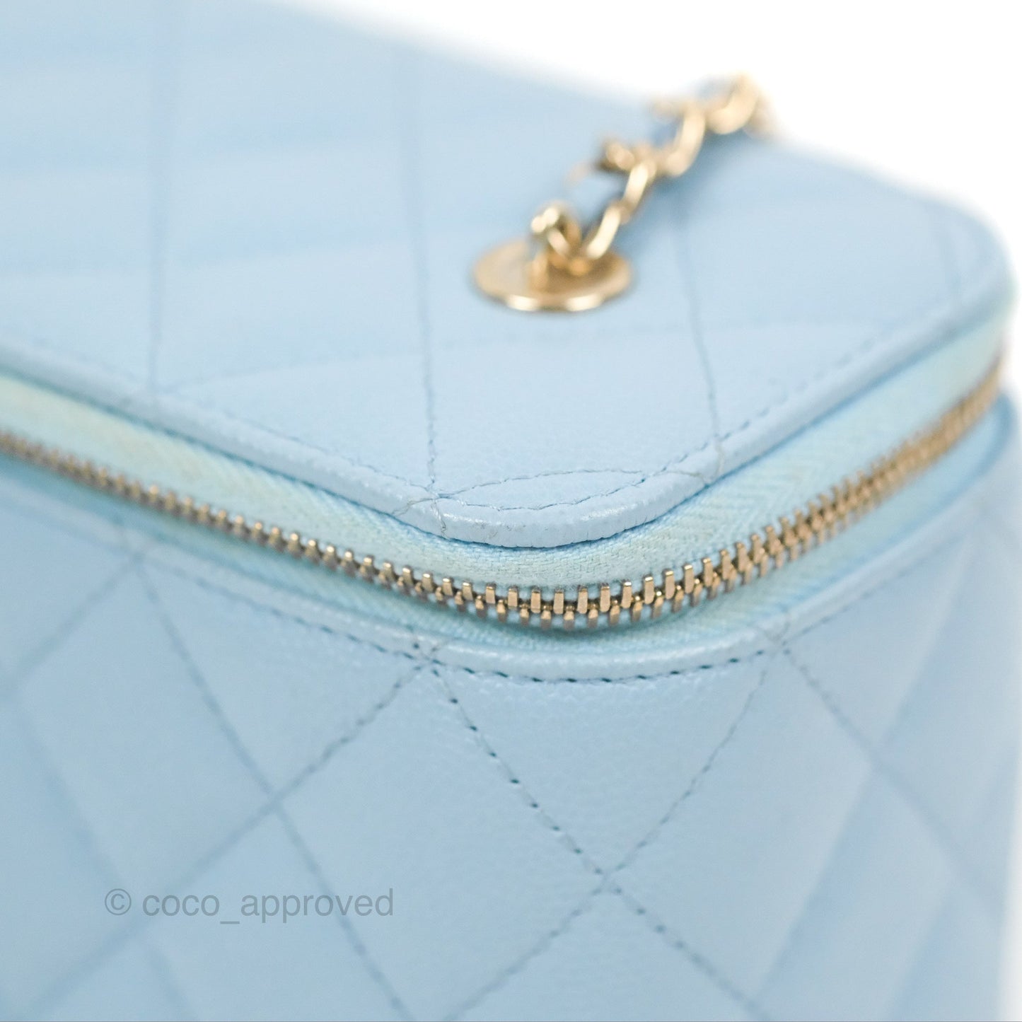 Chanel Vanity with Chain Blue Caviar Aged Gold Hardware