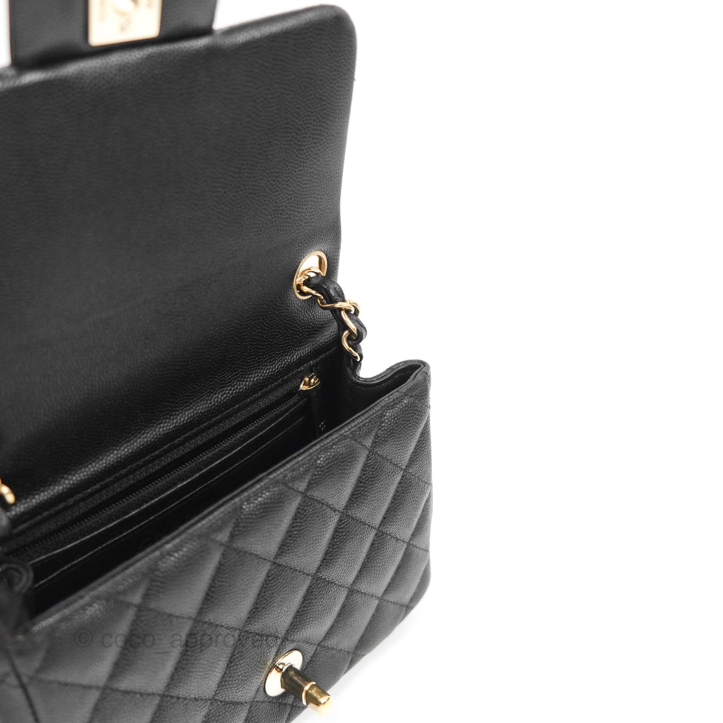 Chanel Quilted Mini Square Flap Black Caviar Gold Hardware