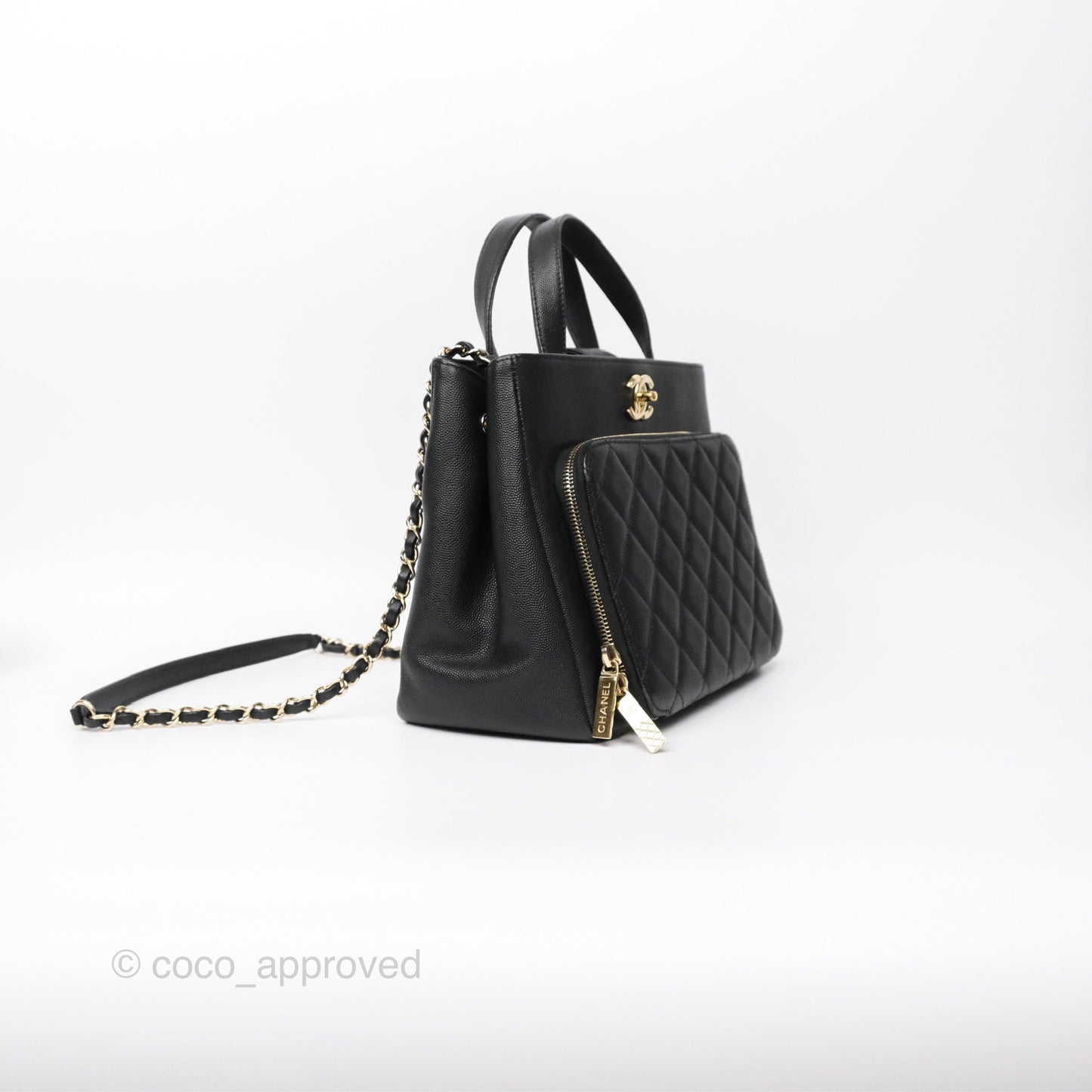 Chanel Small Business Affinity Shopping Bag Black Caviar Gold Hardware