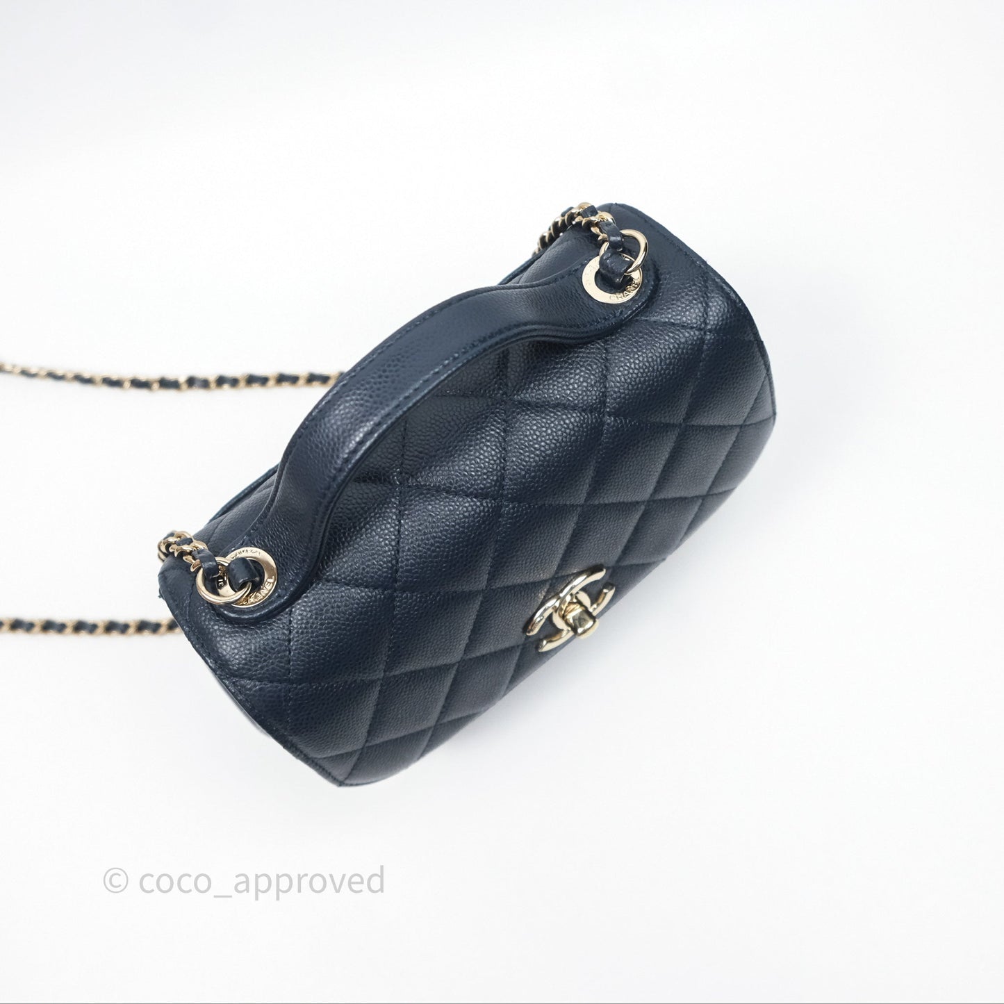 Chanel Quilted Small Business Affinity Flap Navy Caviar Gold Hardware