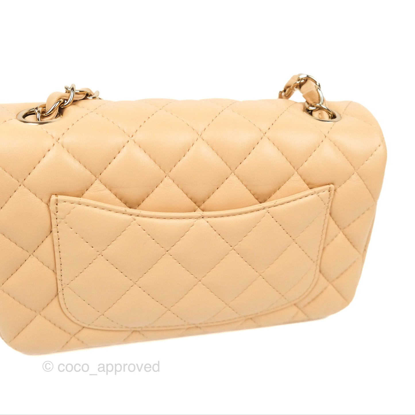 Chanel Quilted Mini Rectangular Beige Lambskin Gold Hardware