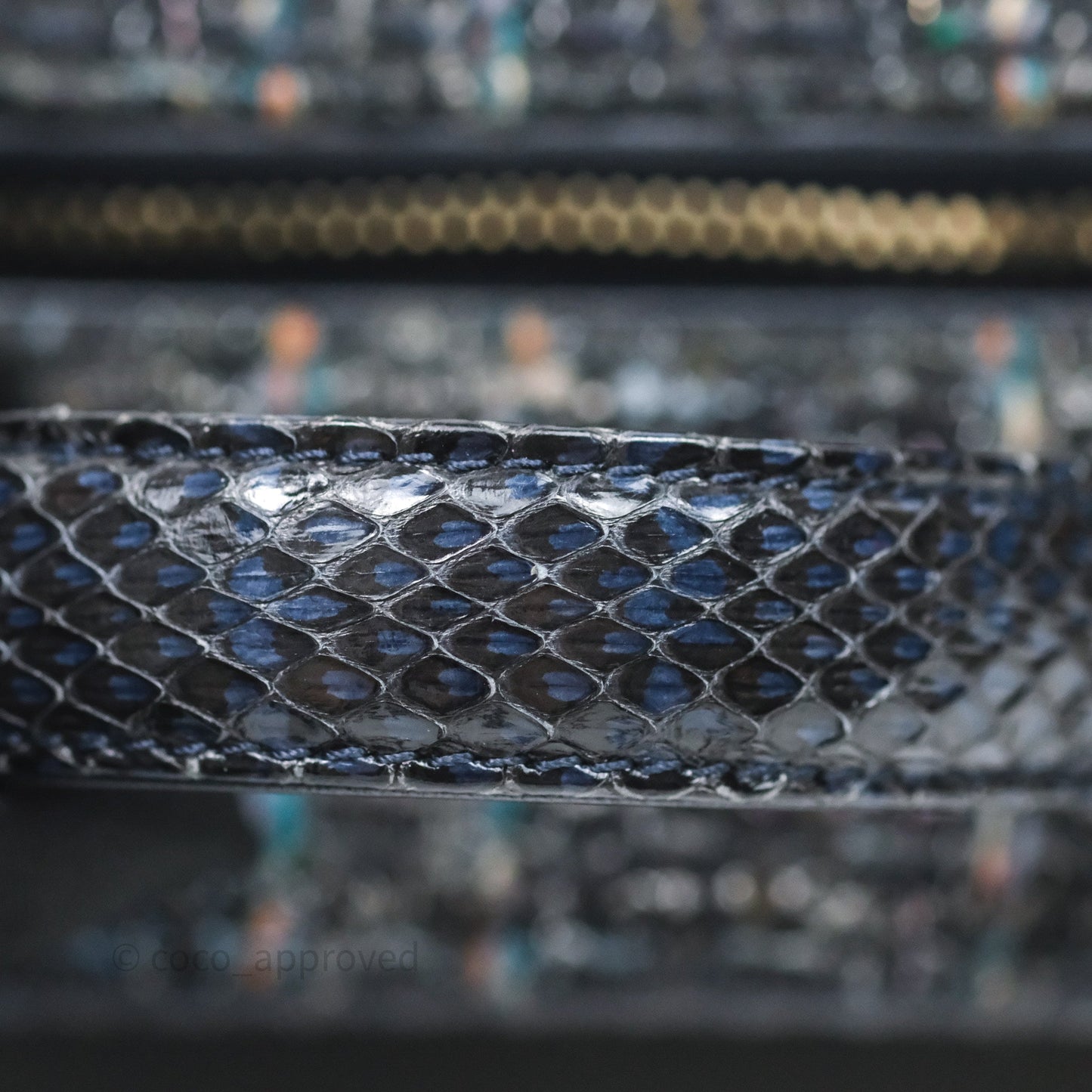 Chanel Medium CC Filigree Vanity Case Navy Tweed Python