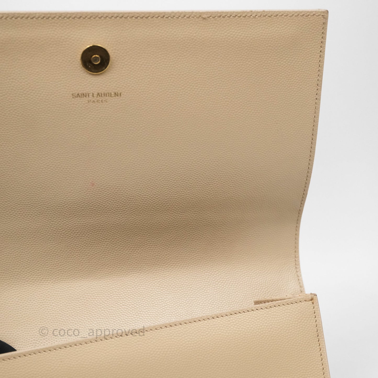 Saint Laurent Kate Clutch Monogram Beige Grain De Poudre Gold Hardware