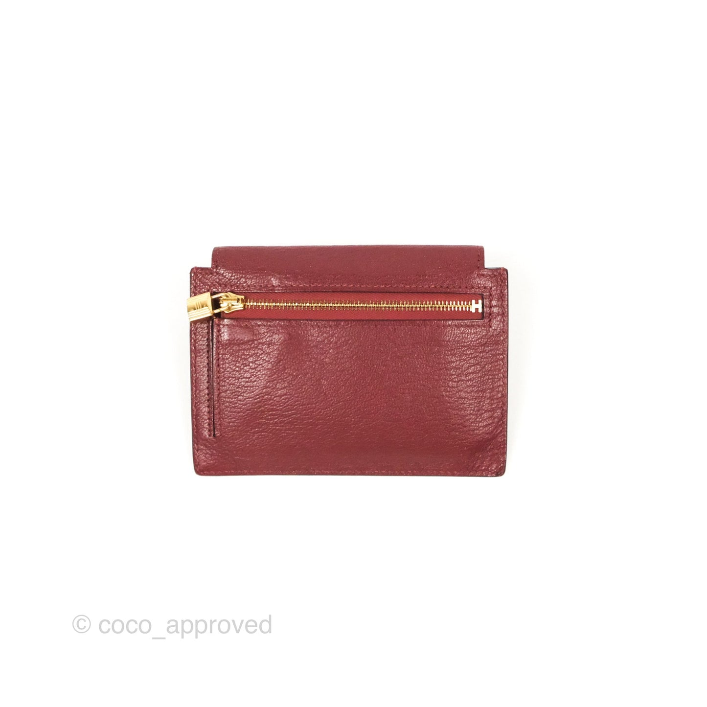 Hermès Kelly Pocket Compact Wallet Chevre Mysore Dark Red Gold Hardware